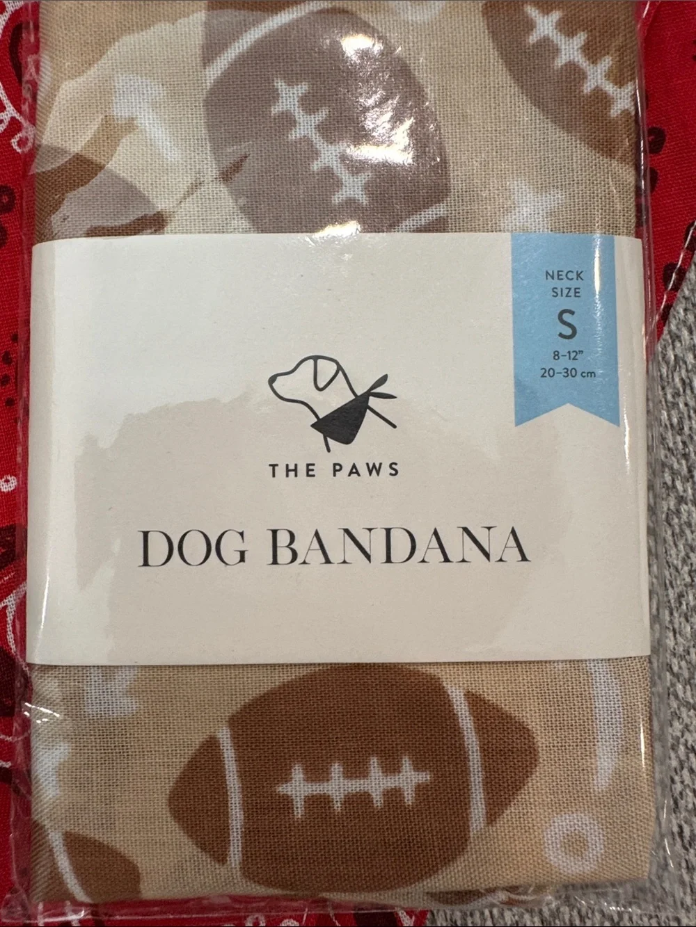 NWT set of 2. Red Paisley and Football Dog Bandana - Reversible Pet Accessory